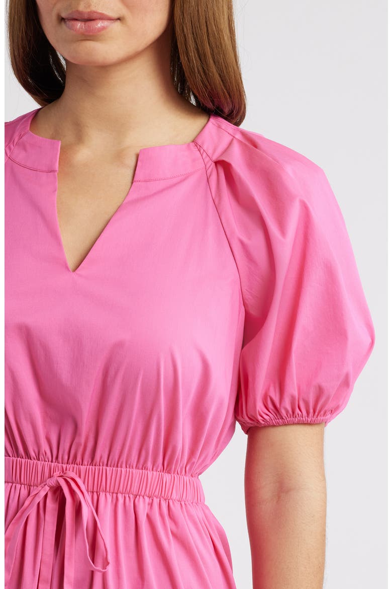 Tiered Puff Sleeve Midi Dress, Alternate, color, CARMINE ROSE
