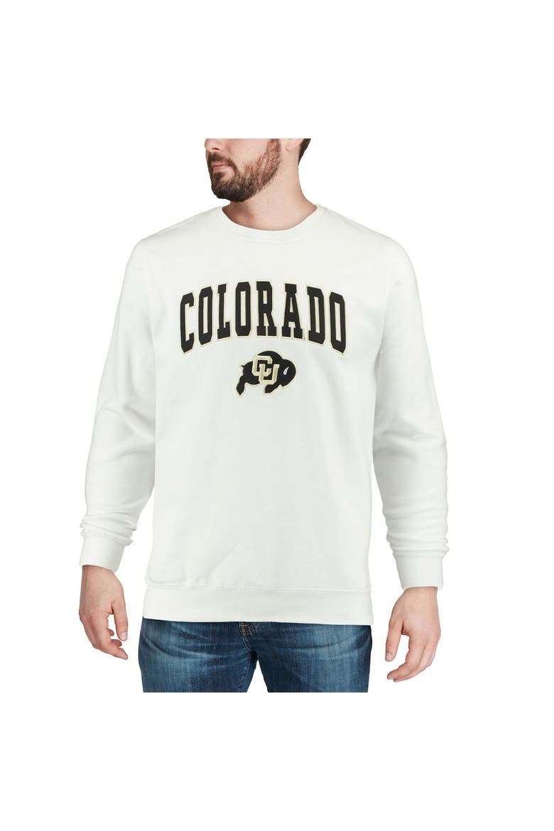 Men's Colosseum White Colorado Buffaloes Arch & Logo Crew Neck Sweatshirt, Alternate, color, White