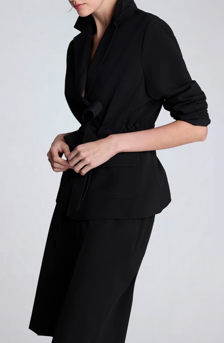 Kenneth Cole Vision Belted Stretch Twill Jacket, Alternate, color, Black