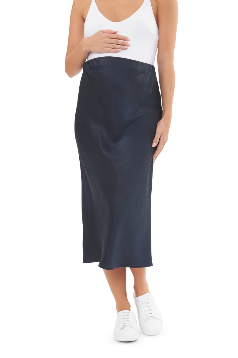 Lexie Satin Skirt, Main, color, Navy