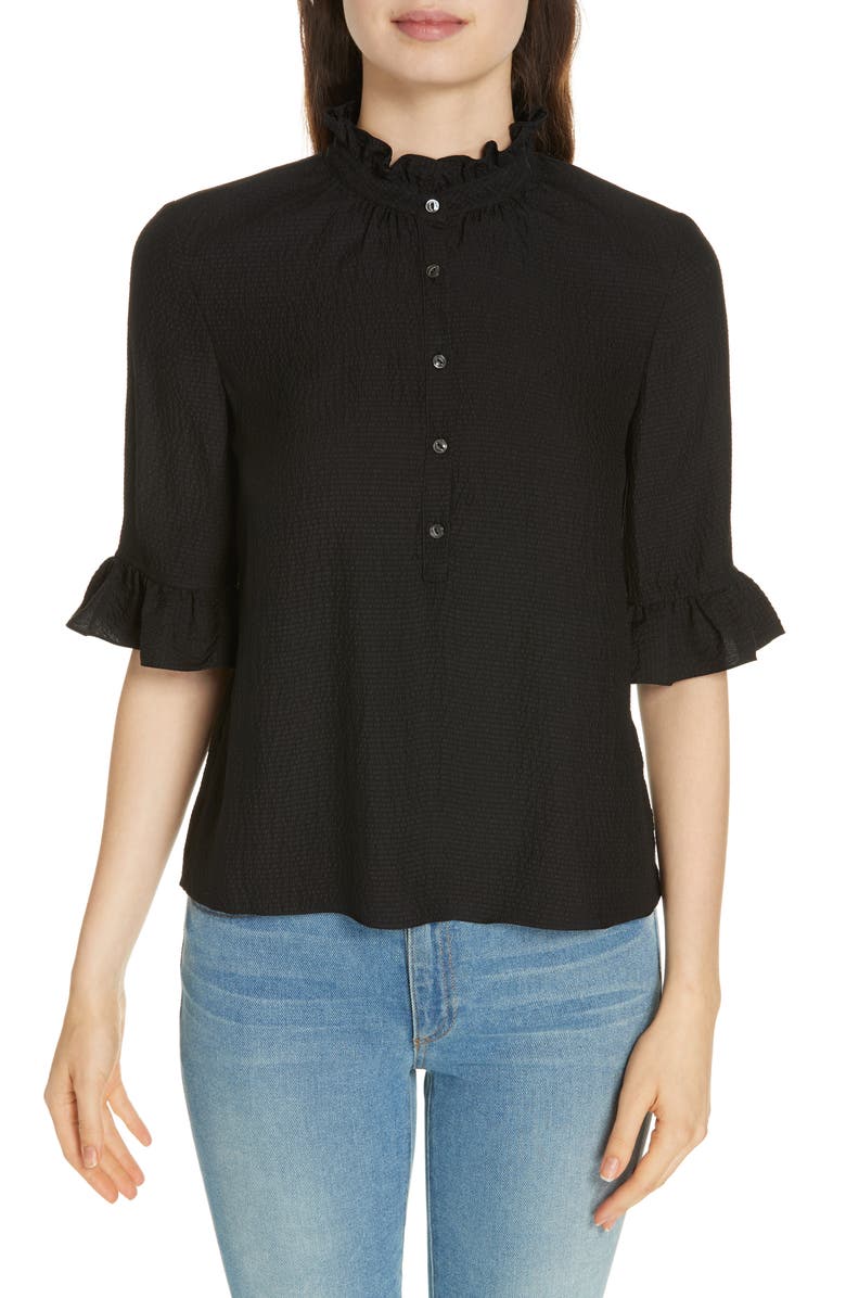 Rebecca Taylor Silk Ruffle Top, Main, color, 