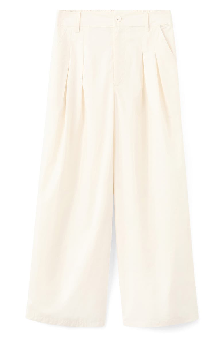 Pleated High Waist Crop Wide Leg Cotton Pants, Alternate, color, PASTEL YELLOW