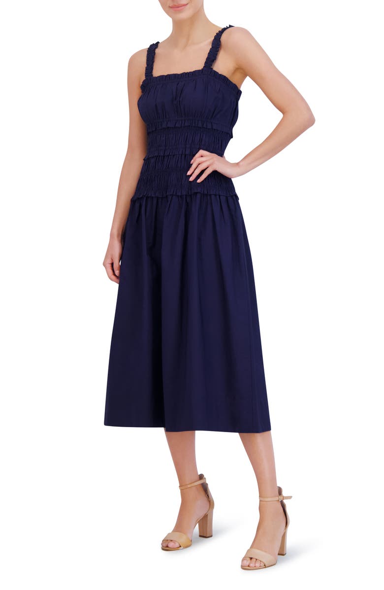Eliza J Cotton Midi Sundress, Alternate, color, Navy