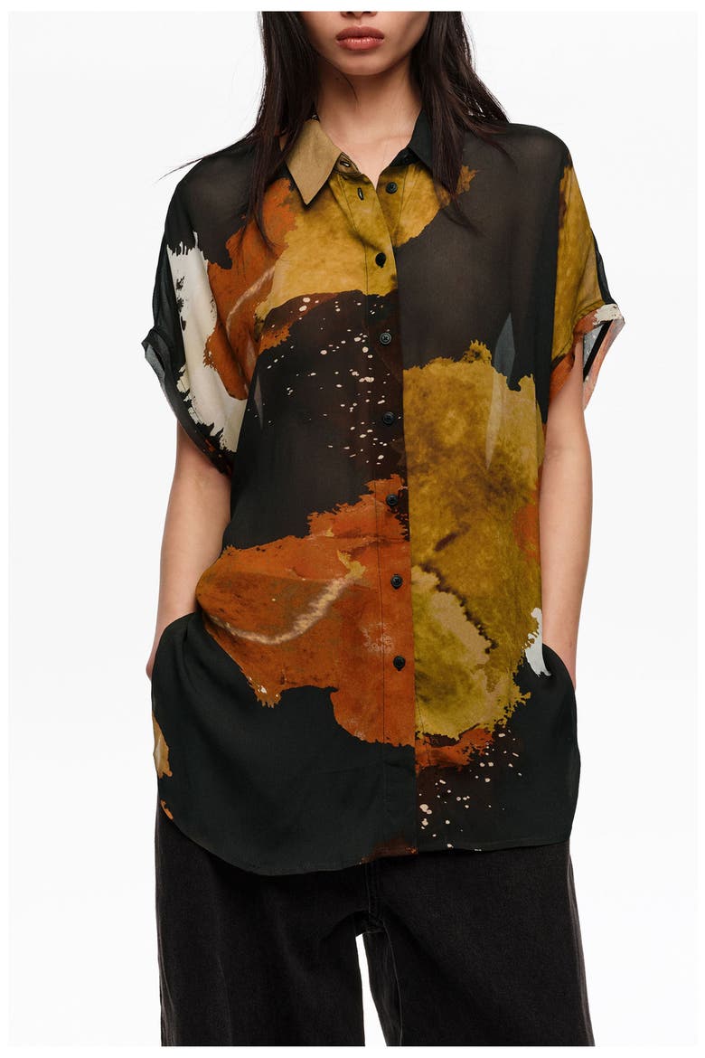 Blot Shirt With Flowing Sleeves, Main, color, BLOT XL BLACK
