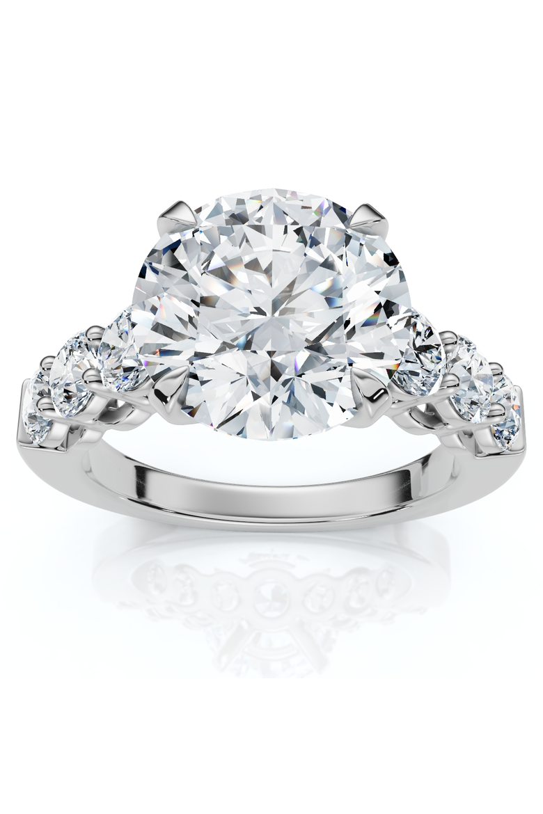 Certified 5Ct Diamond (4Ct Center) Engagement Ring 14k Gold Lab Grown, Main, color, 14k White Gold