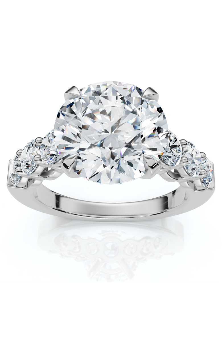 Bliss Diamond ertified 5Ct Diamond (4Ct Center) Engagement Ring 14k Gold Lab Grown, Main, color, 14K White Gold