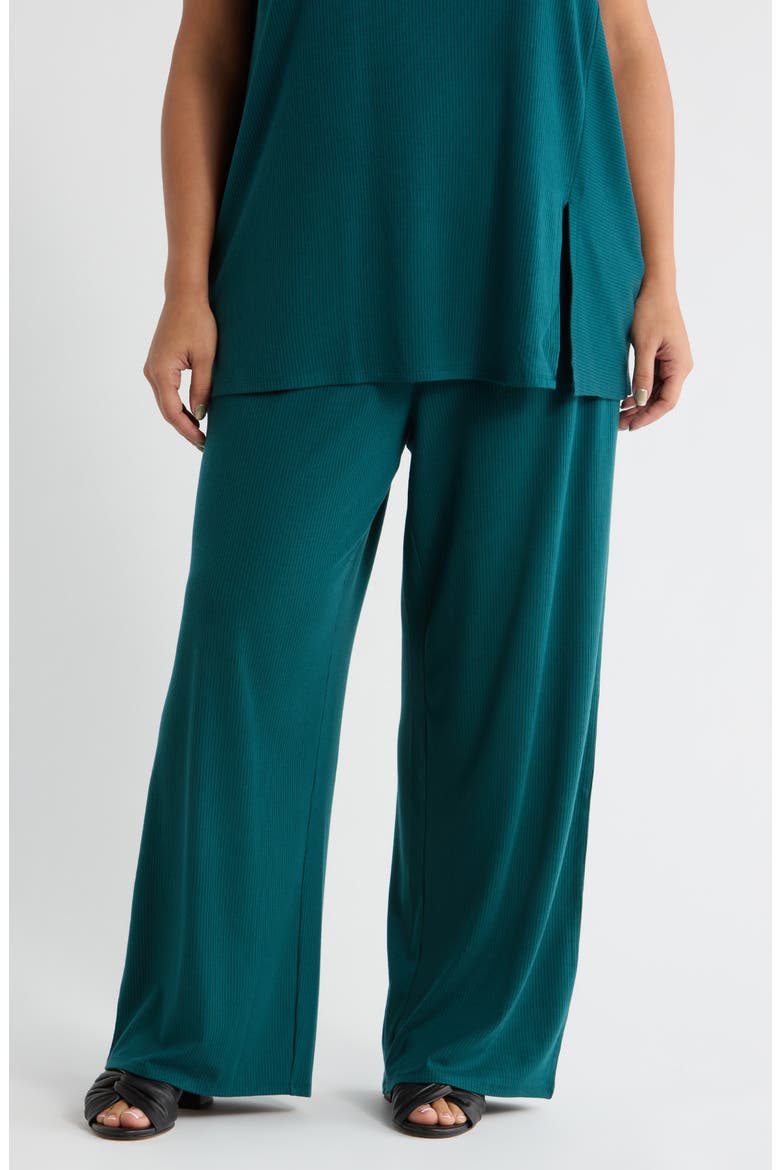 Rib Wide Leg Pants, Main, color, KELP