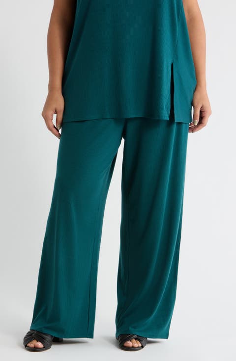 Rib Wide Leg Pants (Plus)