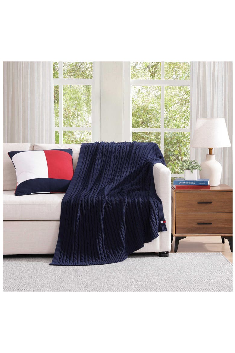 Flag Seersucker Accent Pillow, Alternate, color, NAVY