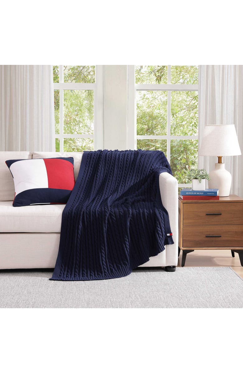 Tommy Hilfiger Flag Seersucker Accent Pillow, Alternate, color, Navy