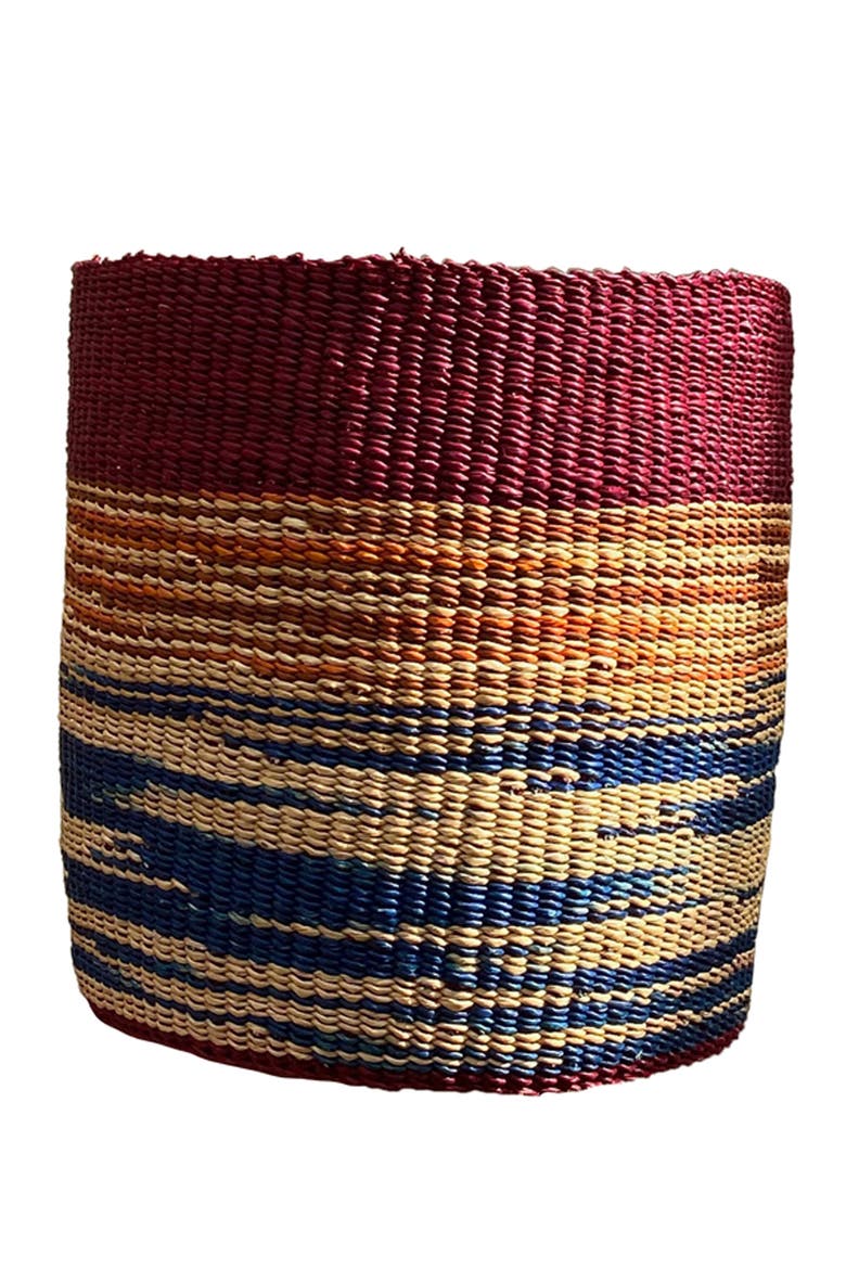 x AAKS Woven Floor Basket, Main, color, BLUE/BURGUNDY