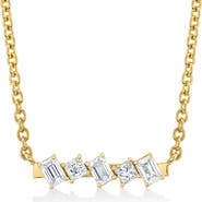 Michael M Mini Montage Emerald & Princess Diamond Bar Necklace