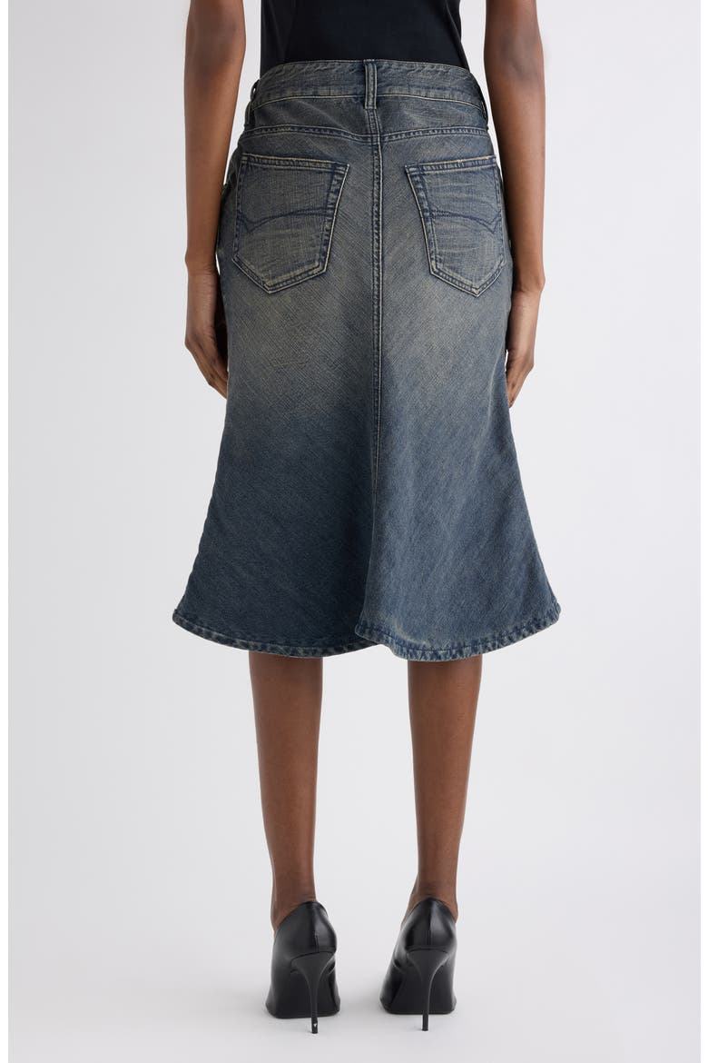 Denim A-Line Midi Skirt, Alternate, color, NAVY/ GREEN/ YELLOW
