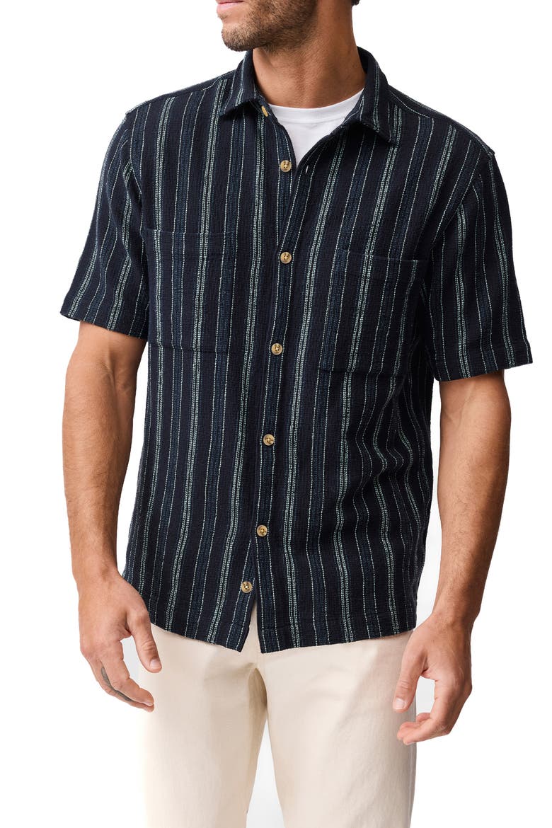 Harley Open Weave Short Sleeve Button-Up Shirt, Main, color, MIDNIGHT