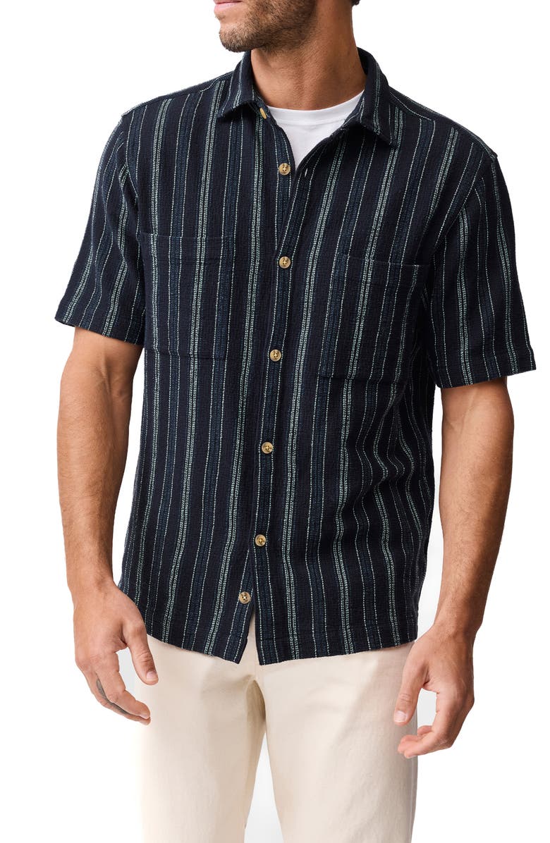 Rodd & Gunn Harley Open Weave Short Sleeve Button-Up Shirt, Main, color, Midnight