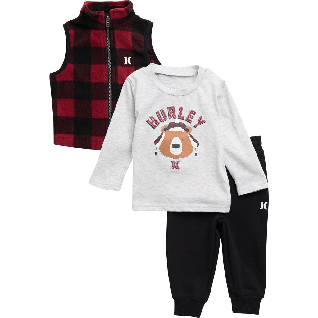Hurley Polar Fleece Vest, Long Sleeve T-shirt & Joggers Set In Multi