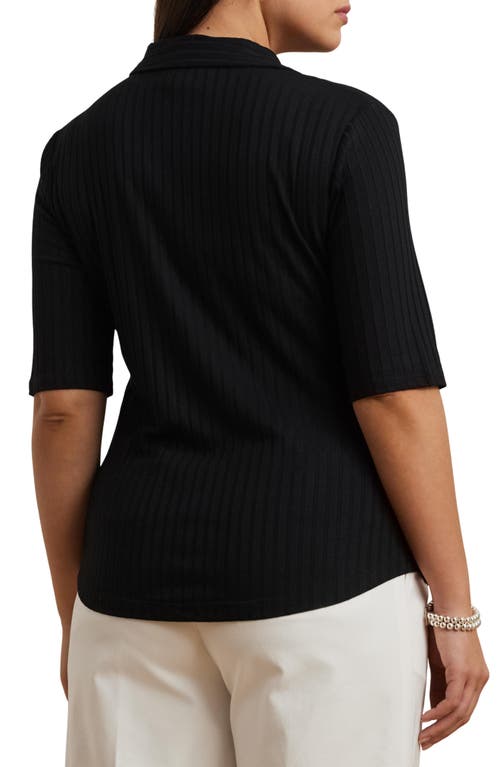 Ralph Lauren Lauren  Rib Polo Sweater In Black