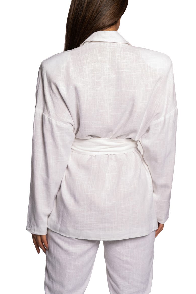 Cape Town Belted Cotton & Linen Jacket, Alternate, color, IVORY