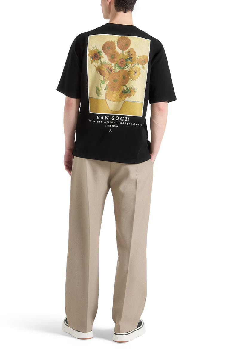 Manière De Voir Sunflowers Van Gogh Cotton T-Shirt, Alternate, color, Black