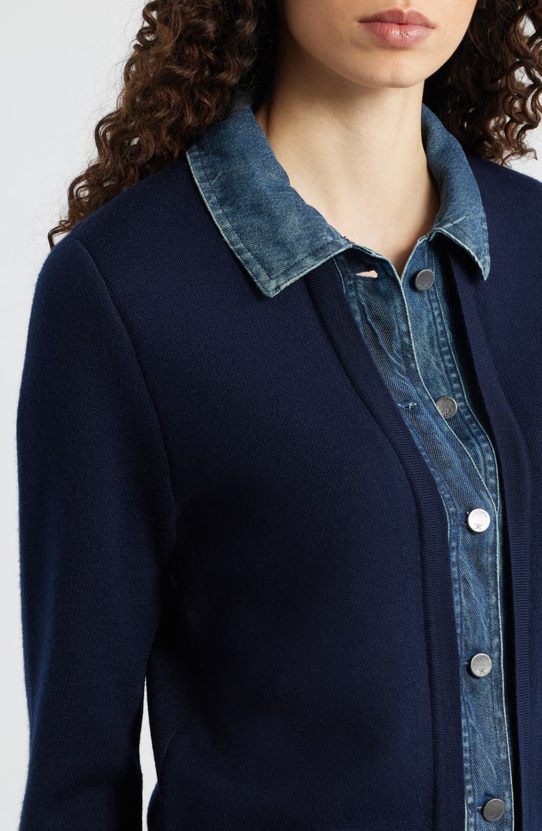 KOBI HALPERIN 'Veronique' Pointelle Detail V-Neck Sweater, Alternate, color, Navy