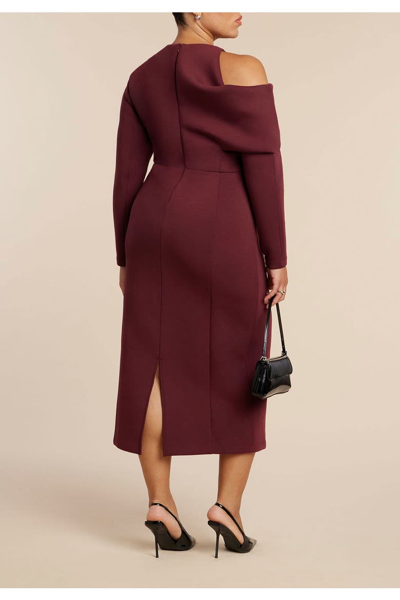 Drape Effect Midi Dress, Alternate, color, TAWNY PORT