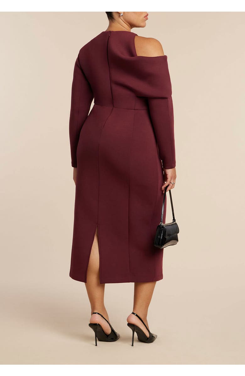 ELOQUII Drape Effect Midi Dress, Alternate, color, Tawny Port