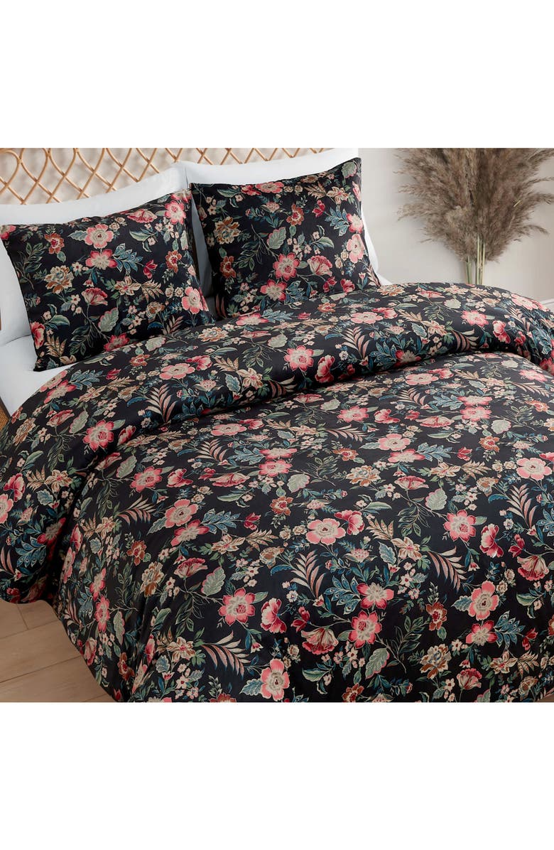Jessica Simpson Arcadian Duvet Set, Alternate, color, Black