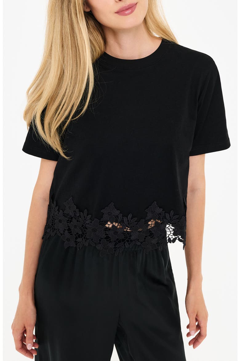 Keanu Lace Hem T-Shirt, Main, color, BLACK