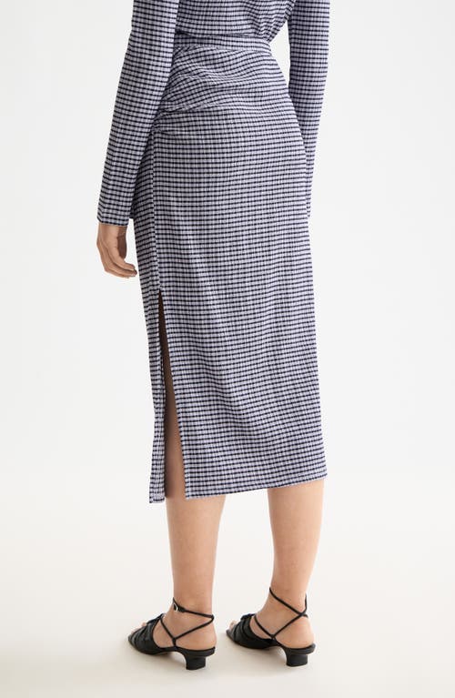 Scotch & Soda Ruched Gingham Midi Skirt In Blue