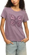 Lucky Brand Lace Embroidered Butterfly Cotton T-Shirt