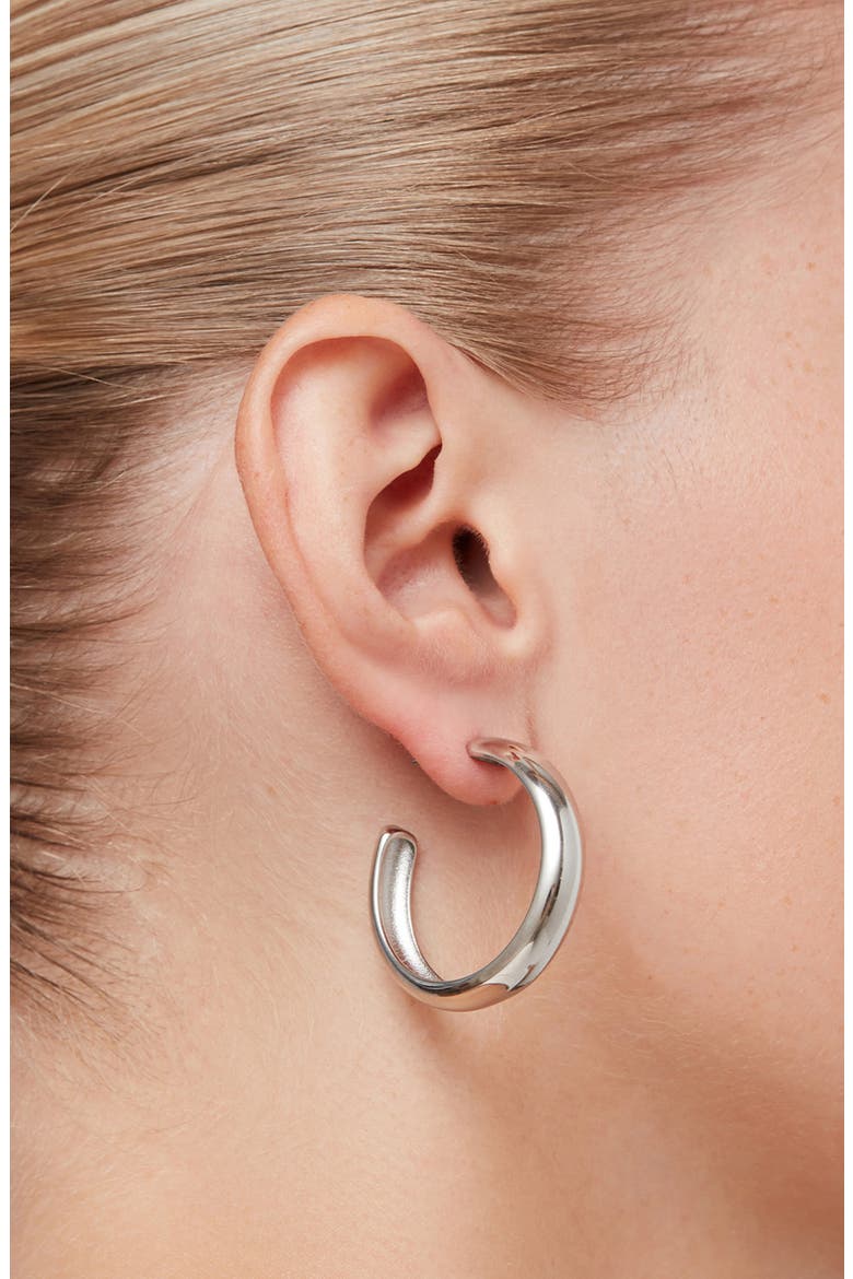 Large Staple Hoop Earrings, Alternate, color, PLATINUM