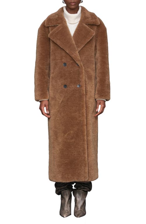Avec Les Filles Double Breasted Faux Fur Long Coat