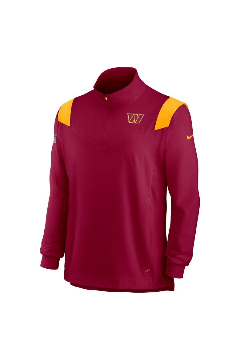 Men's Nike Burgundy Washington Commanders Sideline Coach Chevron Lockup Quarter-Zip Long Sleeve Top, Alternate, color, Burgundy