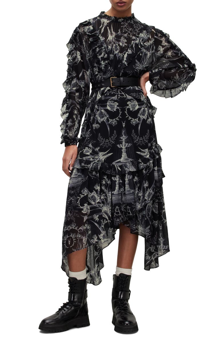 AllSaints Tessa Aurelia Long Sleeve Midi Dress, Main, color, 