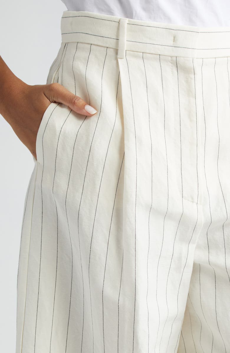 Max Mara Giuliva Pinstripe High Waist Linen & Cotton Wide Leg Trousers, Alternate, color, 