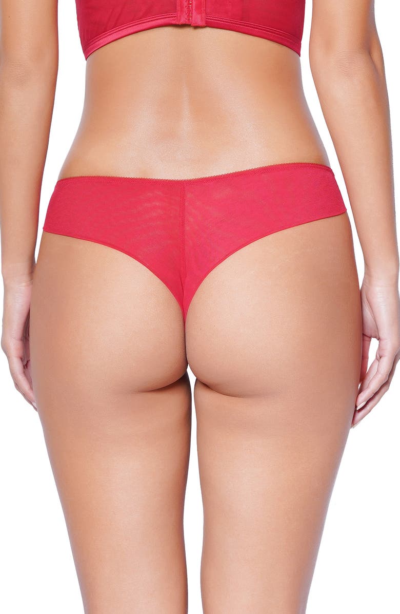 Huit Eglantine Lace Tanga, Alternate, color, Red