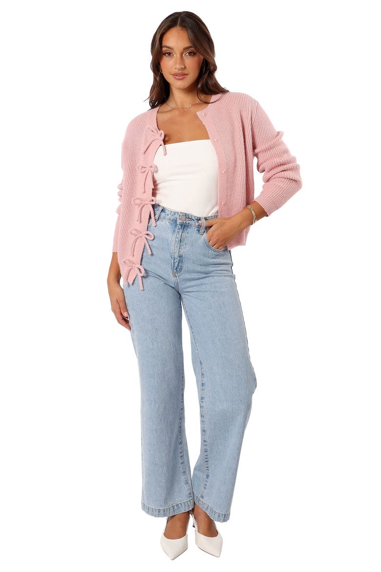 Wilde Bow Front Cardigan, Alternate, color, BLUSH