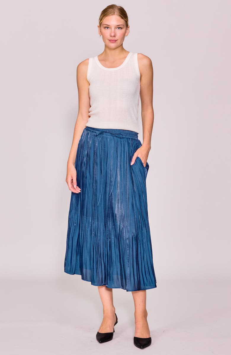 MELLODAY Metallic Release Pleat Skirt, Alternate, color, Navy