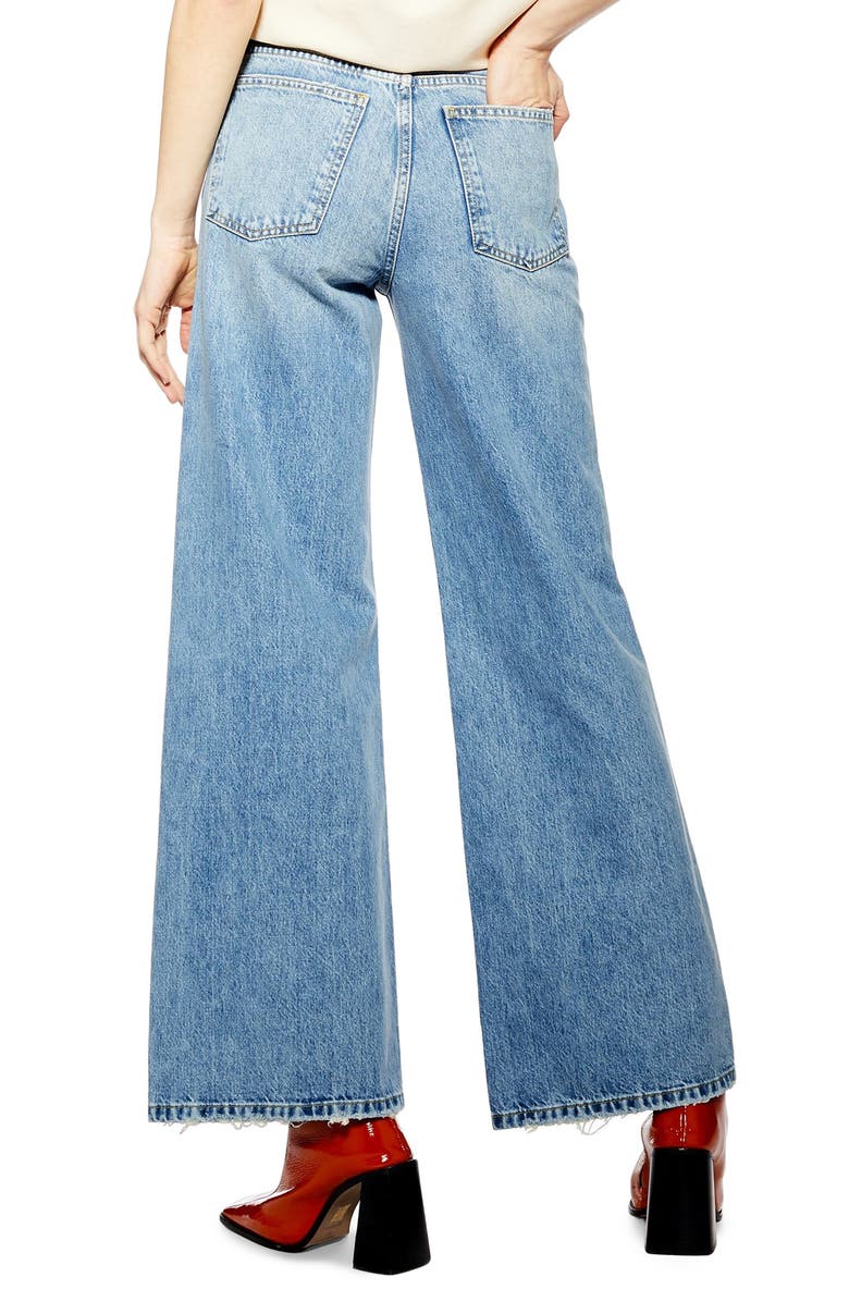 Topshop High Waist Wide Leg Jeans, Alternate, color,