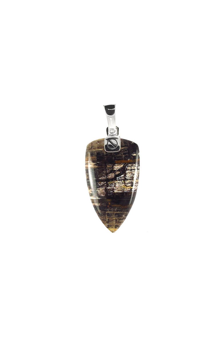 Jan Leslie Small Petrified Wood Fossil One-Of-A-Kind Arrow Pendant Sterling Silver Necklace, Alternate, color, Brown