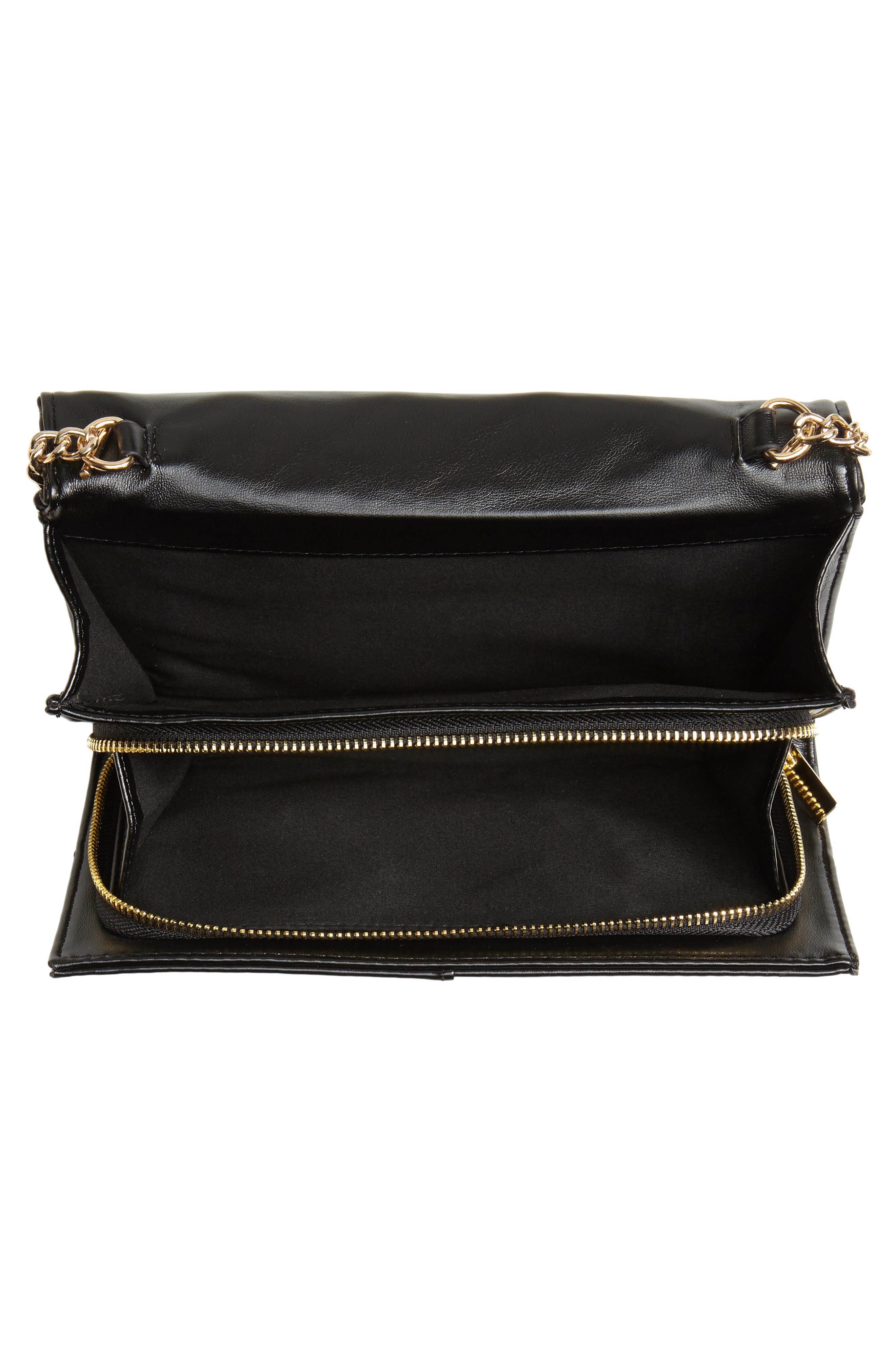 Ciara Quilted Vegan Leather Convertible Clutch, Alternate, color, BLACK