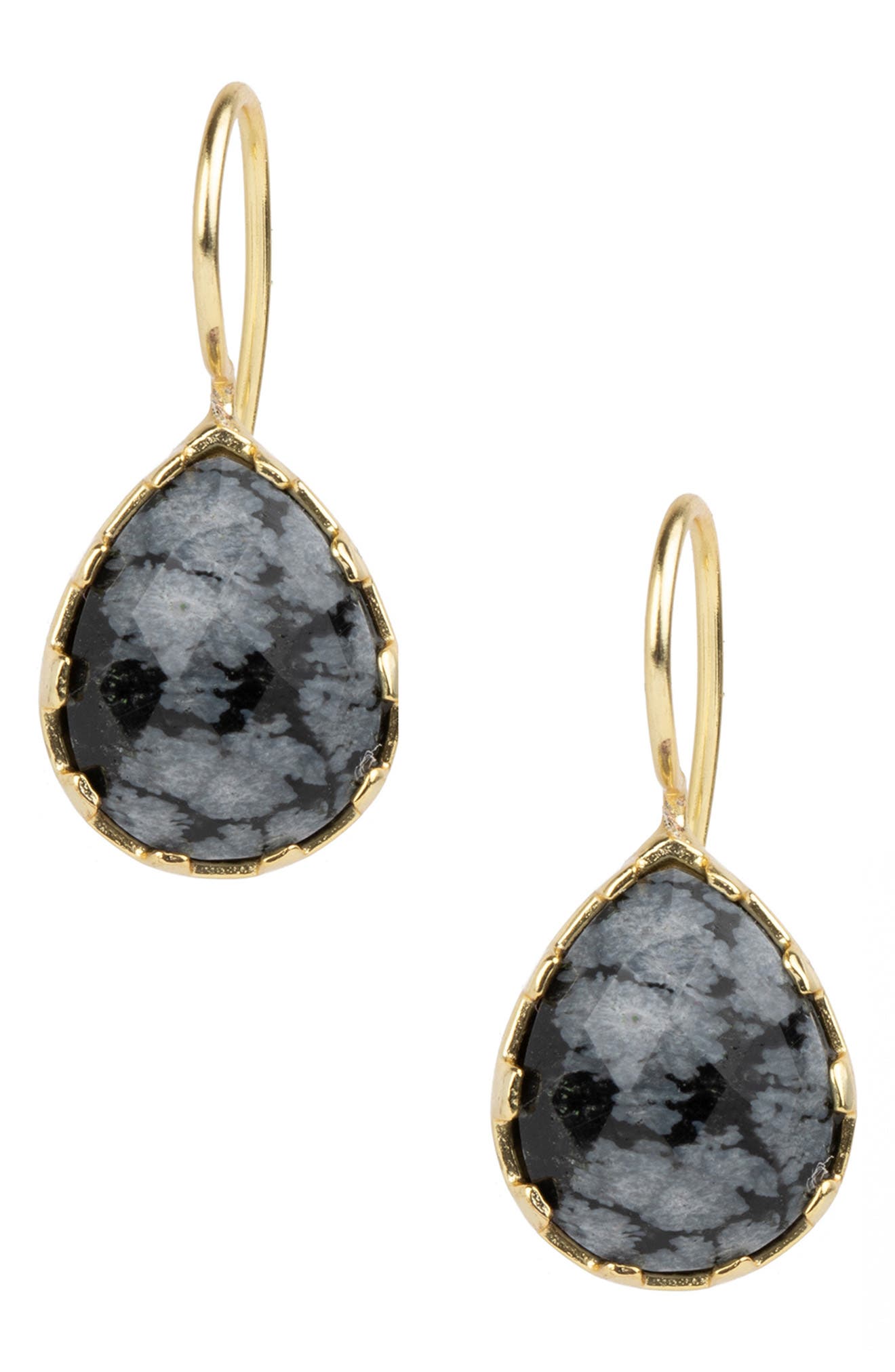 SAACHI Midnight Glow 14K Gold Plated Pear Agate Drop Earrings