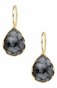 SAACHI Midnight Glow 14K Gold Plated Pear Agate Drop Earrings