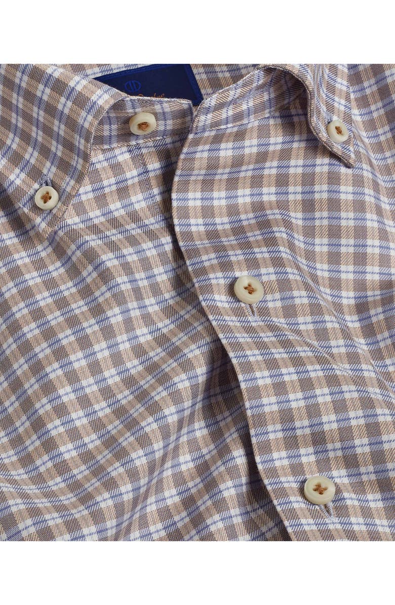 David Donahue Twill Check Sport Shirt, Alternate, color, Blue/Tan