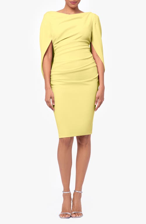 Betsy & Adam Drape Back Scuba Crepe Cocktail Dress In Lemon