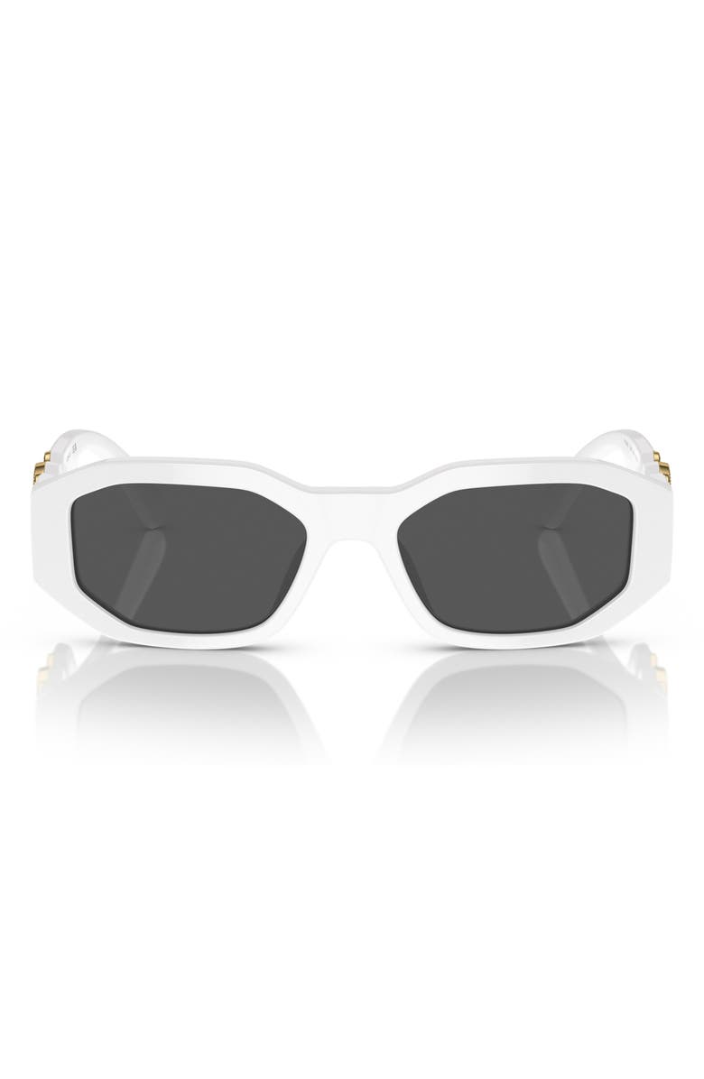 Versace Kids' 48mm Small Rectangle Sunglasses, Main, color, White / Dark Grey