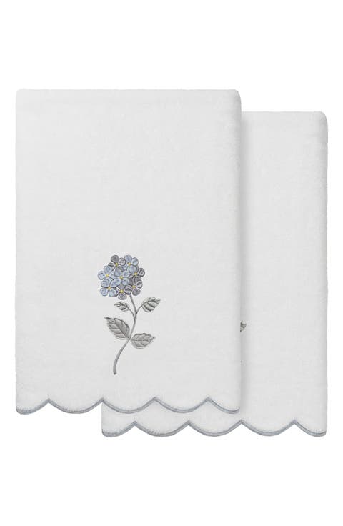 2-Piece Hydea Embroidered Turkish Cotton Towel Set