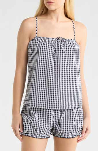 Gingham Seersucker Cami & Bloomer Short Pajamas