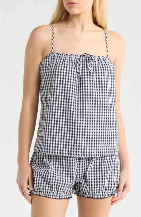 Gingham Seersucker Cami & Bloomer Short Pajamas