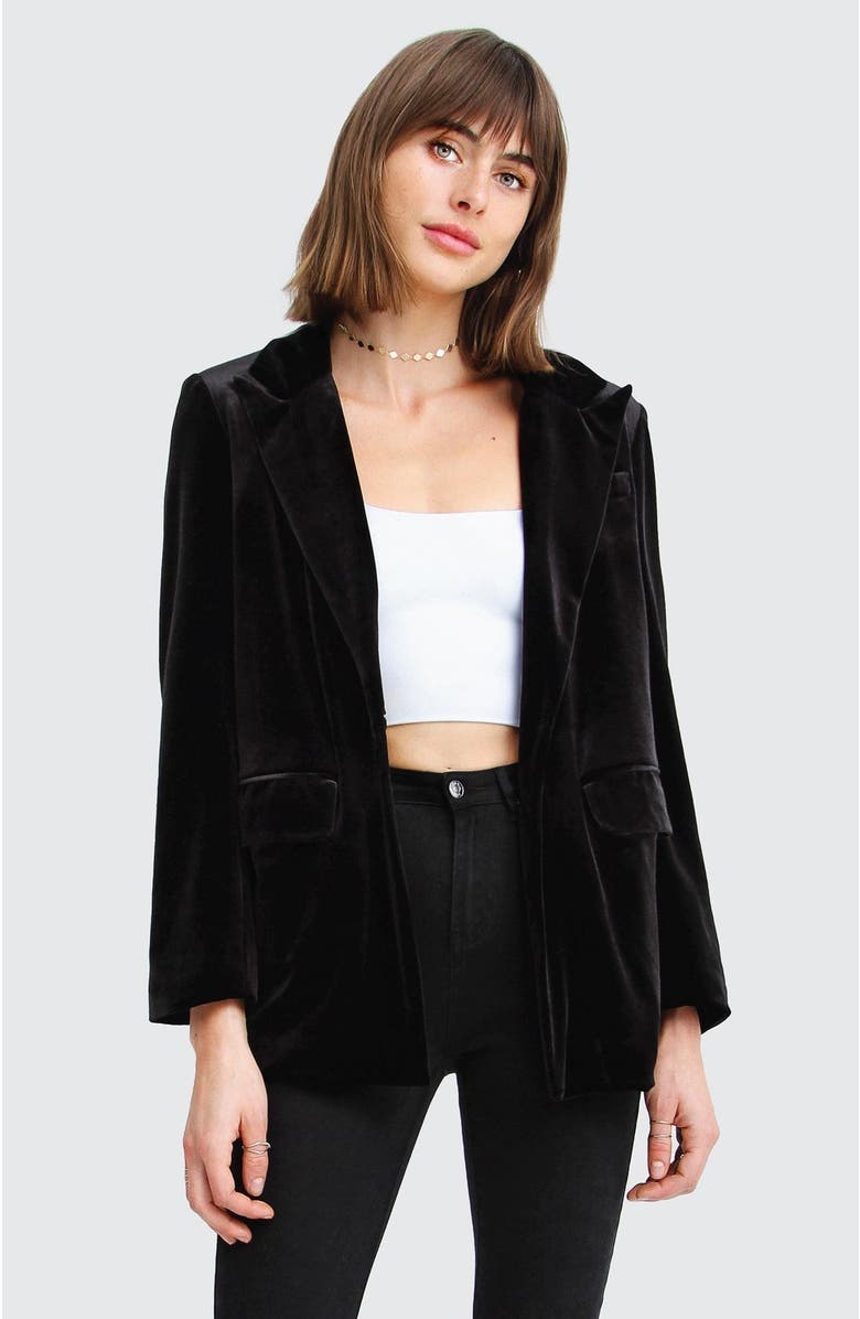 Belle & Bloom Eternity Velvet Blazer, Main, color, Black